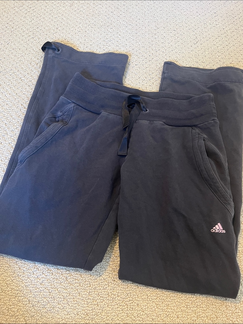 adidas vintage y2k Jogger Pants with Script Logo sweatpant grey small